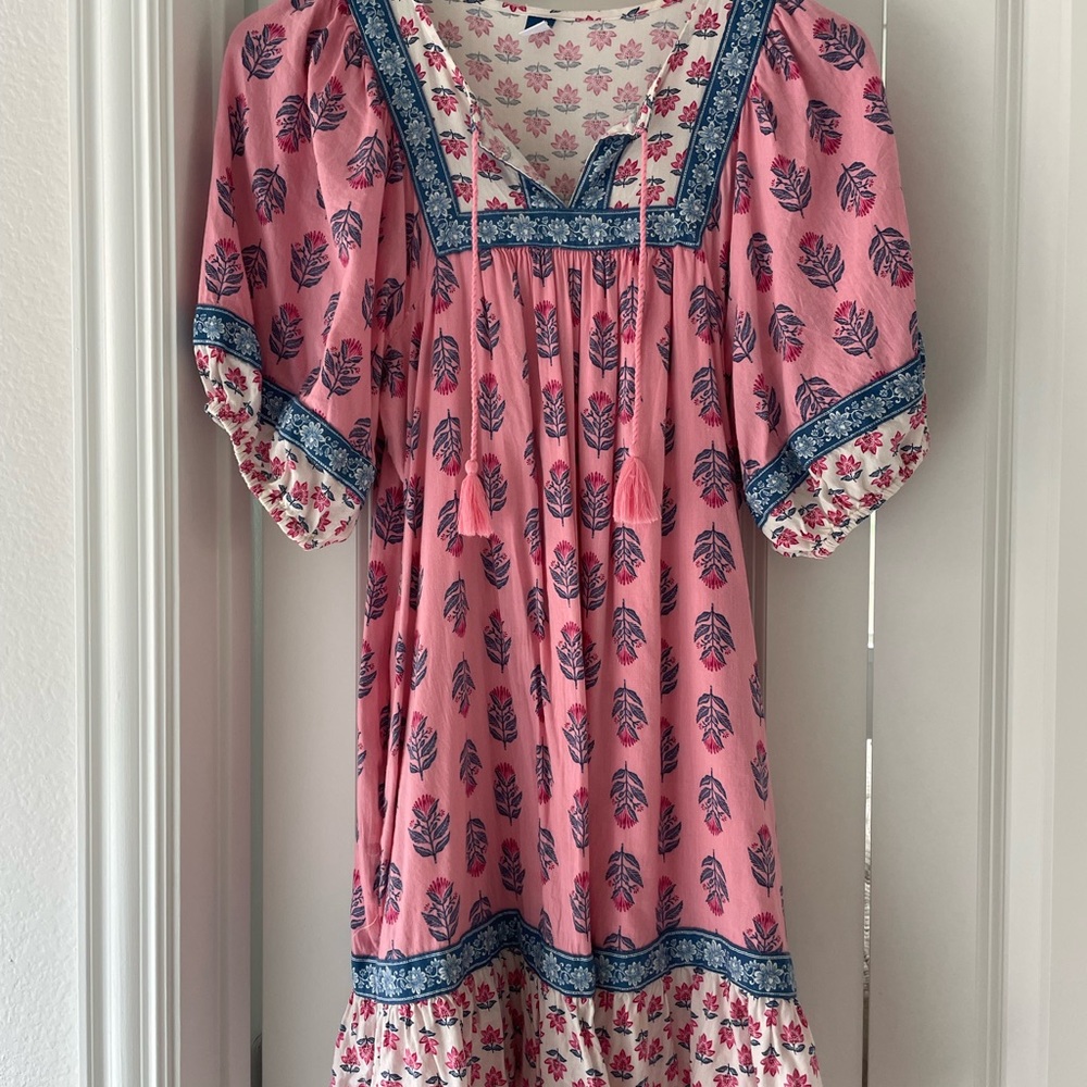 Old Navy Pink/Blue Block Print Dress
